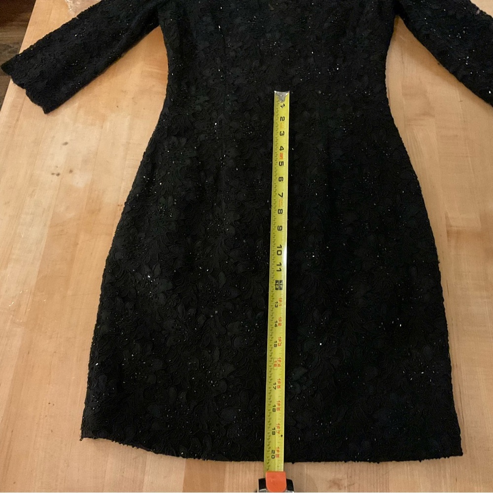 Carmen Marc Valvo Black Lace Sheath Dress Size 4 MOB MOG Evening - Picture 16 of 16